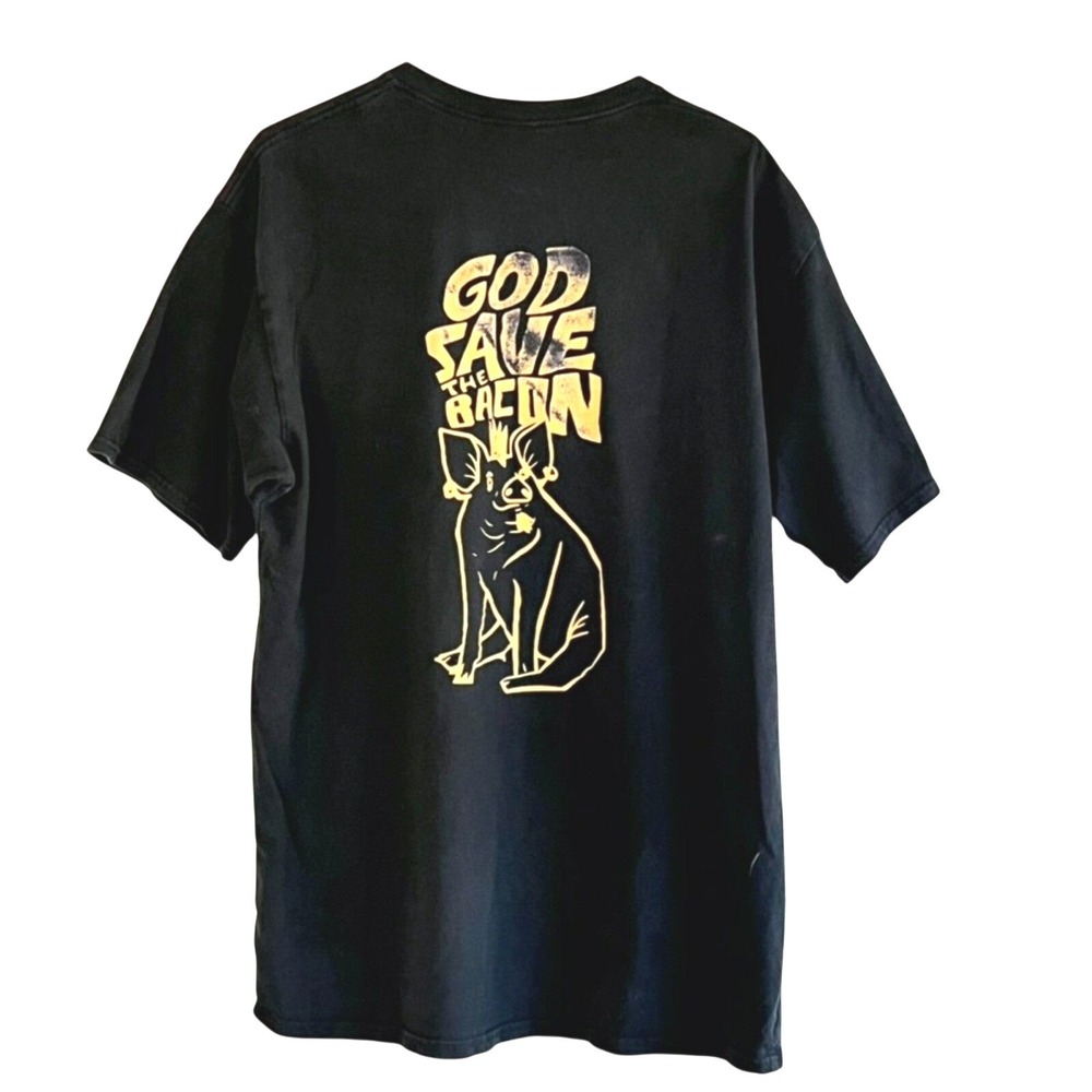 Save the Bacon Unisex‎ T Shirt Black Yellow XL Vegan Vegetarian